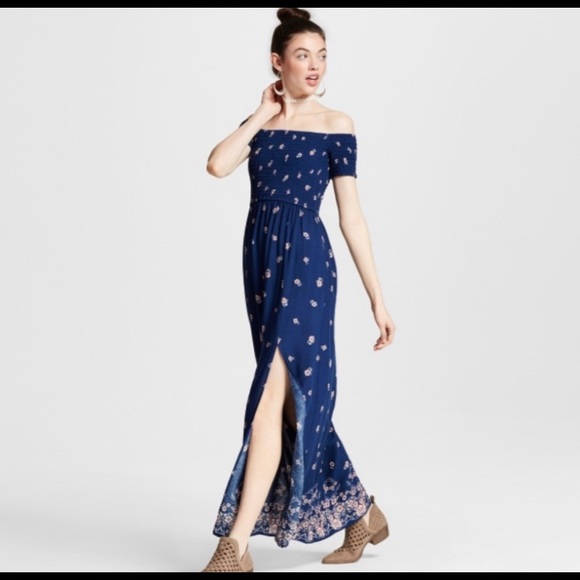 Xhilaration Dresses & Skirts - Xhilaration | Blue Floral Slit Side Pocket Dress